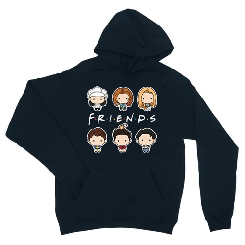Sötétkék Jóbarátok kapucnis pulóver - Friends chibi group