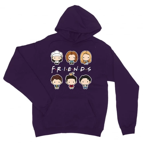 Sötétlila Jóbarátok kapucnis pulóver - Friends chibi group