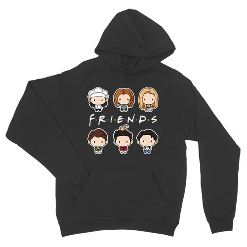 Sötétszürke Jóbarátok kapucnis pulóver - Friends chibi group