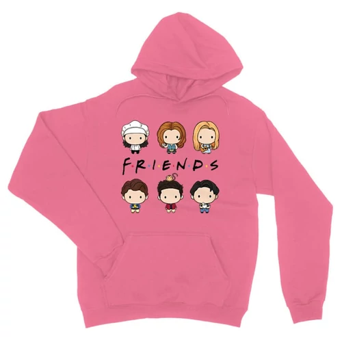 Világos rózsaszín Jóbarátok kapucnis pulóver - Friends chibi group