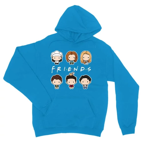 Zafírkék Jóbarátok kapucnis pulóver - Friends chibi group