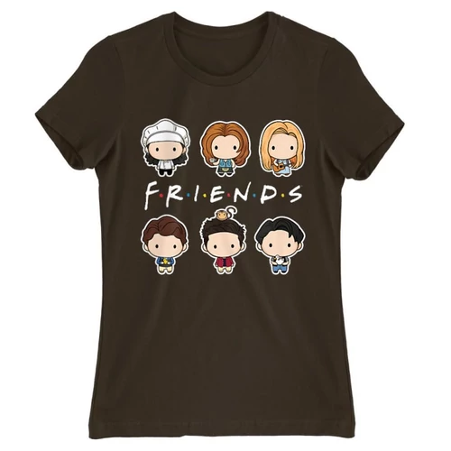 Barna Jóbarátok női rövid ujjú póló - Friends chibi group