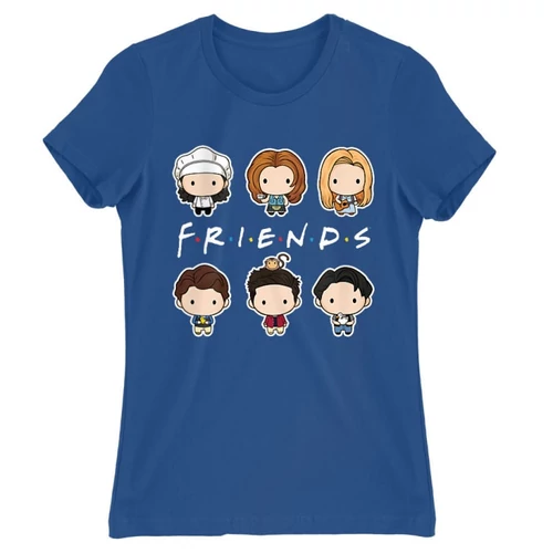 Királykék Jóbarátok női rövid ujjú póló - Friends chibi group