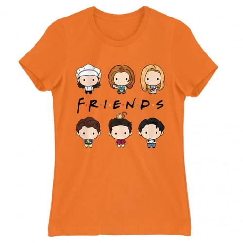 Narancs Jóbarátok női rövid ujjú póló - Friends chibi group