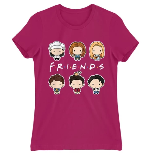 Pink Jóbarátok női rövid ujjú póló - Friends chibi group