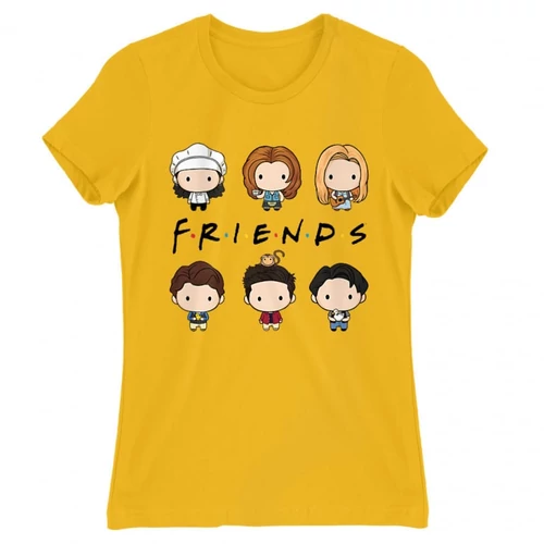 Sárga Jóbarátok női rövid ujjú póló - Friends chibi group