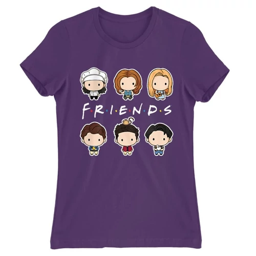 Sötétlila Jóbarátok női rövid ujjú póló - Friends chibi group