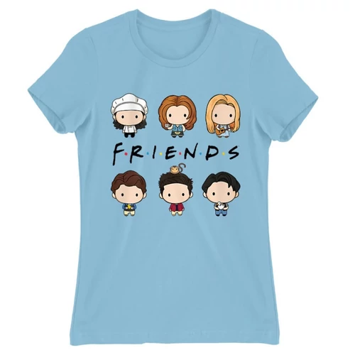 Világoskék Jóbarátok női rövid ujjú póló - Friends chibi group