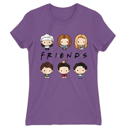 Világoslila Jóbarátok női rövid ujjú póló - Friends chibi group