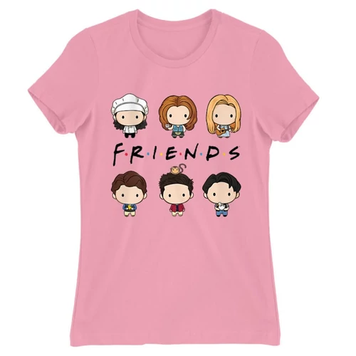 Világos rózsaszín Jóbarátok női rövid ujjú póló - Friends chibi group