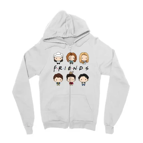 Fehér Jóbarátok zipzáros pulóver - Friends chibi group