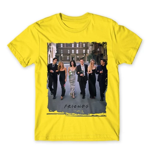 Citromsárga Jóbarátok férfi rövid ujjú póló - Friends Poster