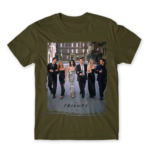 Khaki Jóbarátok férfi rövid ujjú póló - Friends Poster