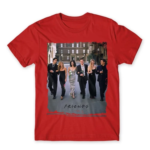 Piros Jóbarátok férfi rövid ujjú póló - Friends Poster