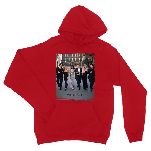 Piros Jóbarátok unisex kapucnis pulóver - Friends Poster