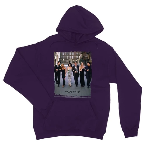 Sötétlila Jóbarátok unisex kapucnis pulóver - Friends Poster