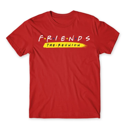 Piros Jóbarátok férfi rövid ujjú póló - Friends Reunion Logo