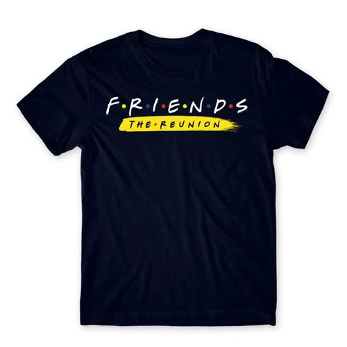 Sötétkék Jóbarátok férfi rövid ujjú póló - Friends Reunion Logo