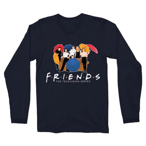 Sötétkék Jóbarátok férfi hosszú ujjú póló - Friends Team