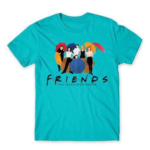 Atolkék Jóbarátok férfi rövid ujjú póló - Friends Team