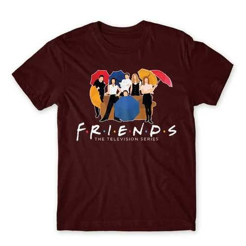 Bordó Jóbarátok férfi rövid ujjú póló - Friends Team