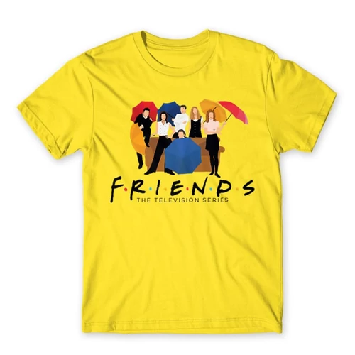 Citromsárga Jóbarátok férfi rövid ujjú póló - Friends Team