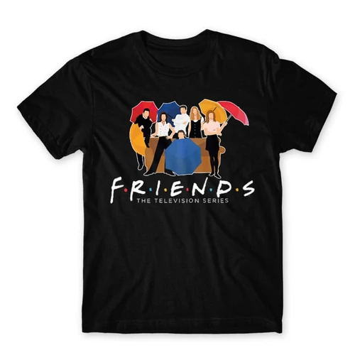 Fekete Jóbarátok férfi rövid ujjú póló - Friends Team