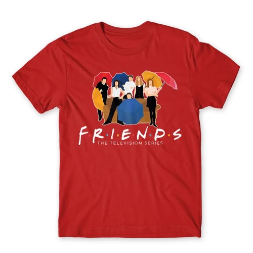 Piros Jóbarátok férfi rövid ujjú póló - Friends Team