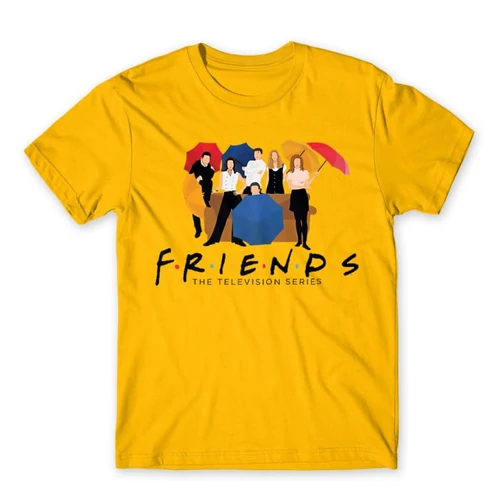 Sárga Jóbarátok férfi rövid ujjú póló - Friends Team