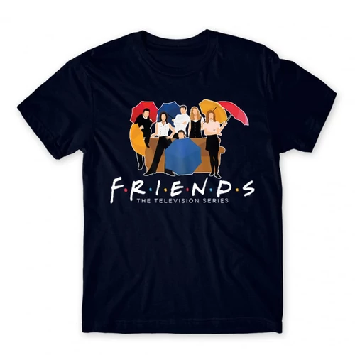 Sötétkék Jóbarátok férfi rövid ujjú póló - Friends Team
