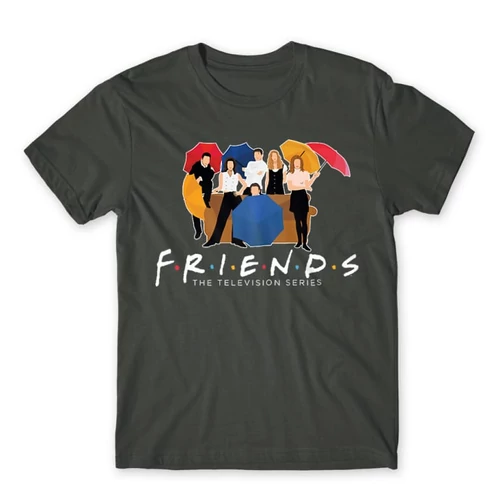 Sötétszürke Jóbarátok férfi rövid ujjú póló - Friends Team