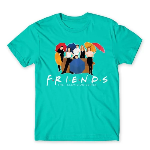 Türkiz Jóbarátok férfi rövid ujjú póló - Friends Team