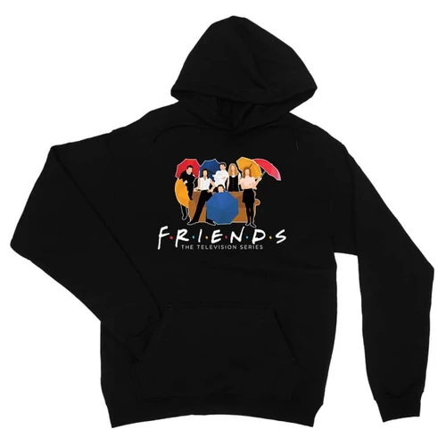 Fekete Jóbarátok unisex kapucnis pulóver - Friends Team