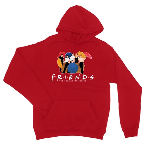 Piros Jóbarátok unisex kapucnis pulóver - Friends Team