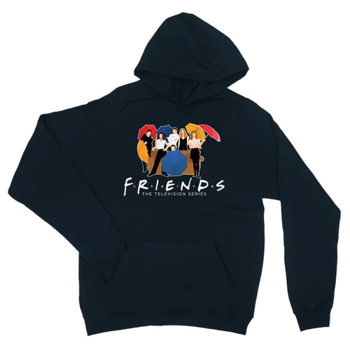 Sötétkék Jóbarátok unisex kapucnis pulóver - Friends Team
