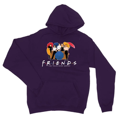 Sötétlila Jóbarátok unisex kapucnis pulóver - Friends Team