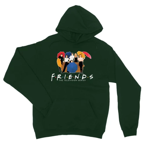 Sötétzöld Jóbarátok unisex kapucnis pulóver - Friends Team