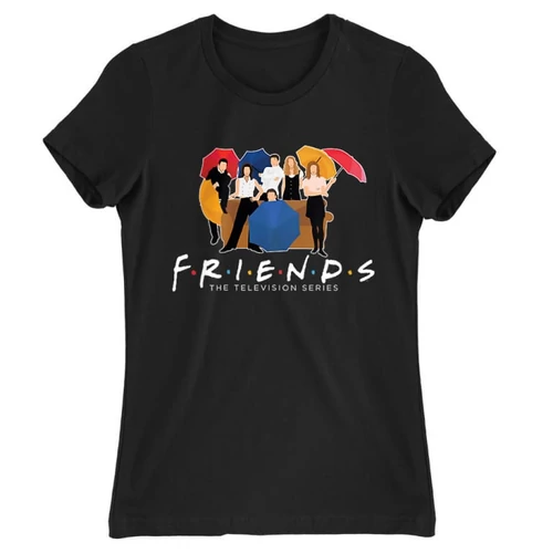 Fekete Jóbarátok női rövid ujjú póló - Friends Team