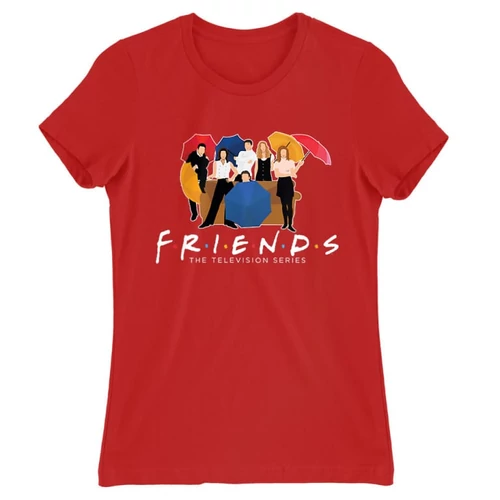 Piros Jóbarátok női rövid ujjú póló - Friends Team