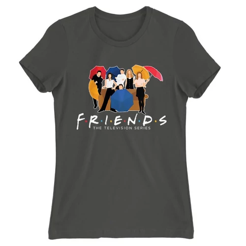 Sötétszürke Jóbarátok női rövid ujjú póló - Friends Team