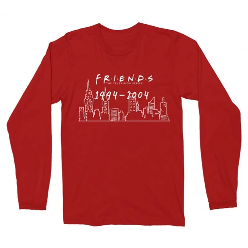 Piros Jóbarátok férfi hosszú ujjú póló - Friends city