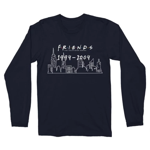 Sötétkék Jóbarátok férfi hosszú ujjú póló - Friends city