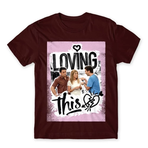 Bordó Jóbarátok férfi rövid ujjú póló - Friends - Loving this