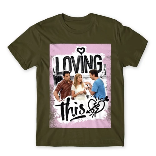 Khaki Jóbarátok férfi rövid ujjú póló - Friends - Loving this