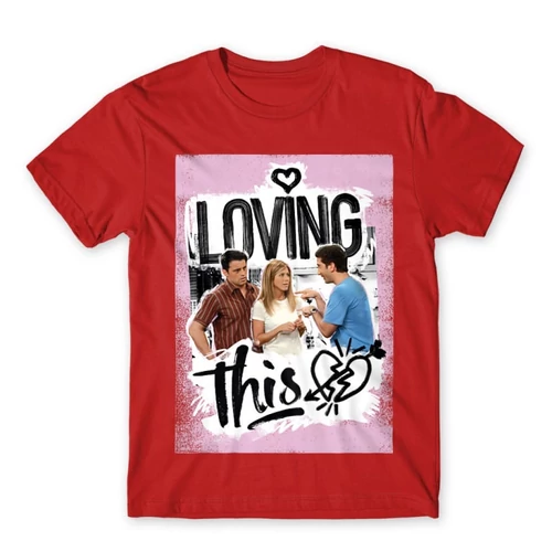 Piros Jóbarátok férfi rövid ujjú póló - Friends - Loving this