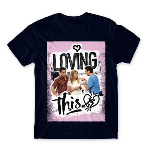 Sötétkék Jóbarátok férfi rövid ujjú póló - Friends - Loving this