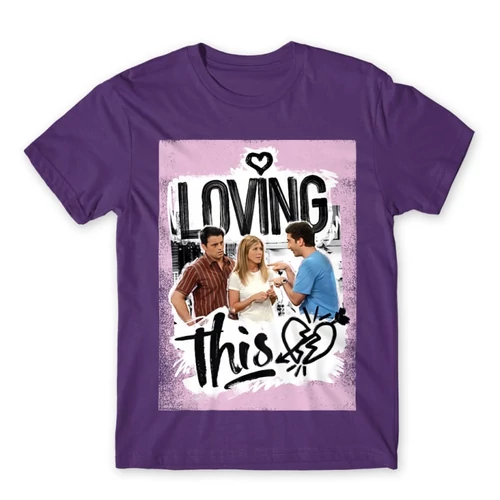 Sötétlila Jóbarátok férfi rövid ujjú póló - Friends - Loving this