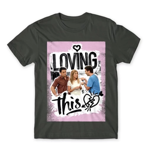 Sötétszürke Jóbarátok férfi rövid ujjú póló - Friends - Loving this