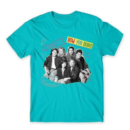 Atolkék Jóbarátok férfi rövid ujjú póló - How you doin? - Team