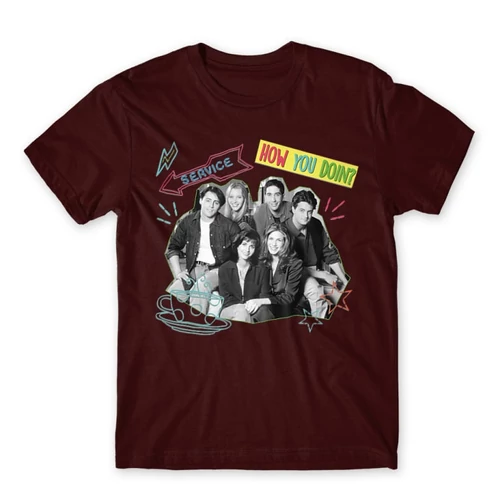 Bordó Jóbarátok férfi rövid ujjú póló - How you doin? - Team